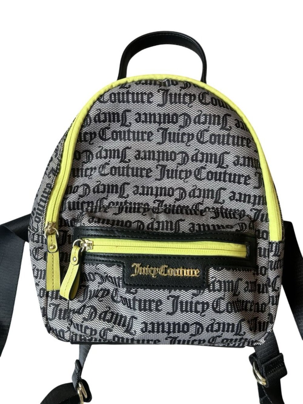 Juicy Couture Y2K Mini Backpack Coin Purse Logo Print Neon Trim Black Pink - Picture 2 of 16